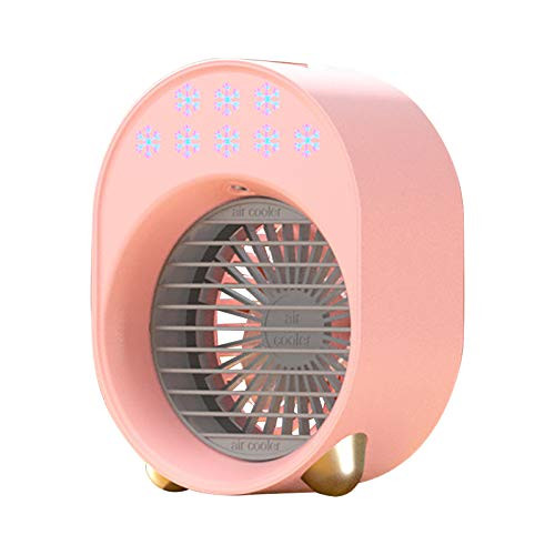 Personal Air Cooler,Portable Air Conditioner Fan,Small Space Evaporative Air Cooler,3 Speeds,Quiet Humidifier Spray Misting Fan,Rechargeable USB Desktop Cooling Fan for Room,Home,Office, Dorm -Pink-