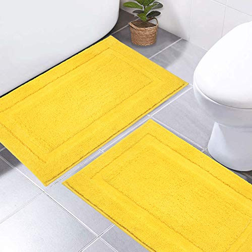 SHACOS Super Soft Bathroom Rugs Set of 2 Pieces 20x32 inch Bath Mat Non Slip Plush Bath Rug Absorbent Bathroom Carpet Machine Wash Dry, Yellow