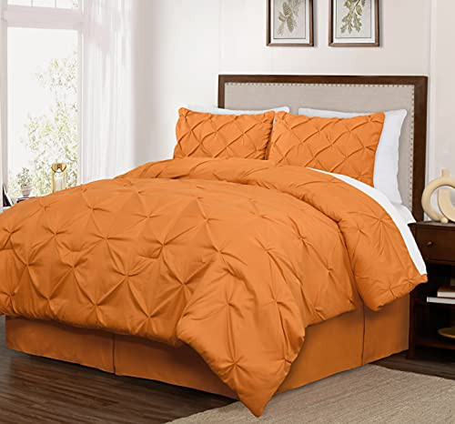 Chezmoi Collection Berlin 2-Piece Pintuck Pinch Pleat Bedding Comforter Set -Twin, Ochre-