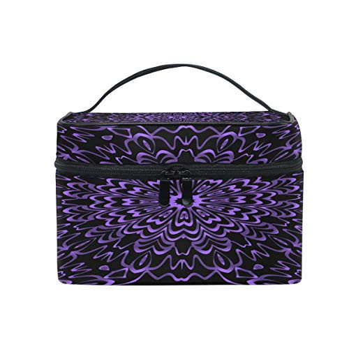 Geometric Flower Purple Black Makeup Bag, Cosmetic Bag, Toiletry Bag, Cosmetic Makeup Organizer Case Storage, for Women, Men, Kids, Girls, Traveling, Professional, With Mesh Bag Brush Holder Geometric Flower Purple Black Makeup Bag, Cosmetic Bag, Toiletry Bag, Cosmetic Makeup Organizer Case Storage, for Women, Men, Kids, Girls, Traveling, Professional, With Mesh Bag Brush Holder