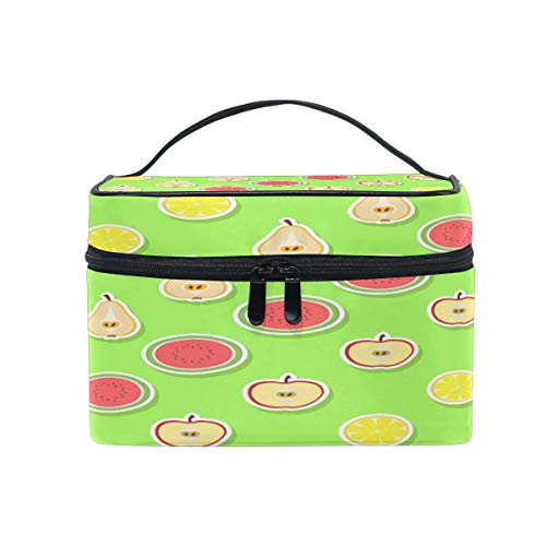 Fruit Fluorescent Green Makeup Bag, Cosmetic Bag, Toiletry Bag, Cosmetic Makeup Organizer Case Storage, for Women, Men, Kids, Girls, Traveling, Professional, With Mesh Bag Brush Holder