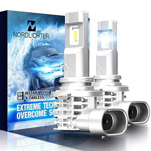 N NORDLICHTER 9005 LED Bulb, Fanless HB3 Ultra Bright 6500K Conversion Kit Cool White, Pack of 2 - Halogen Replacement