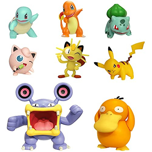 Pokemon Battle Figure 8-Pack - Comes with 2 Pikachu, 2 Bulbasaur, 2 Squirtle, 2 Charmander, 2 Meowth, 2" Jigglypuff, 3 Loudred, and 3 Psyduck