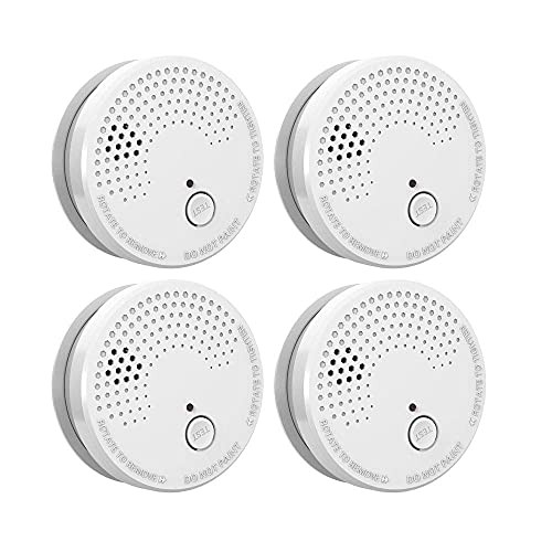 4 Pack Smoke Detector Fire Alarms 9V Battery Operated Photoelectric Sensor Smoke Alarms Easy to Install with Light Sound Warning, Test Button,9V Battery Included Fire Safety for Home Hotel School