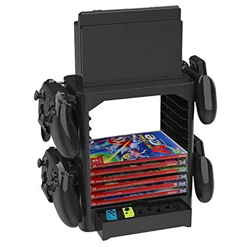 iFCOW Multi-Function Game Storage Tower Bracket Storage Holder Stand Shelf for Nintendo Switch Disc Console Host Controller