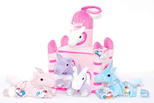 Super Fun Stop 12" Pink Unicorn Castle Gift Set - Included 5 Plush Unicorns, a Pink Castle for Unicorns and 5 Puffy Unicorn Zipper Pulls Super Fun Stop 12" Pink Unicorn Castle Gift Set - Included 5 Plush Unicorns, a Pink Castle for Unicorns and 5 Puffy Unicorn Zipper Pulls