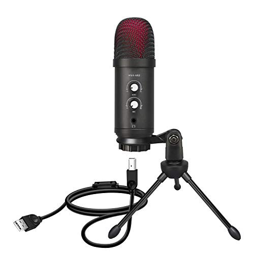 USB Microphone, Metal Condenser Recording Microphone for Computer or Windows Cardioid Studio Microphone for Gaming,Recording Vocals, Voice Overs,Streaming Broadcast and YouTube Videos.