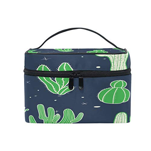 Cute Green Cactus Makeup Bag, Cosmetic Bag, Toiletry Bag, Cosmetic Makeup Organizer Case Storage, for Women, Men, Kids, Girls, Traveling, Professional, With Mesh Bag Brush Holder