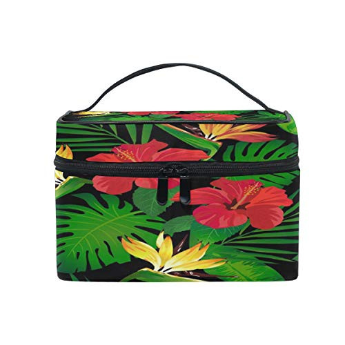 Tropical Leaves And Red Flowers Makeup Bag, Cosmetic Bag, Toiletry Bag, Cosmetic Makeup Organizer Case Storage, for Women, Men, Kids, Girls, Traveling, Professional, With Mesh Bag Brush Holder Tropical Leaves And Red Flowers Makeup Bag, Cosmetic Bag, Toiletry Bag, Cosmetic Makeup Organizer Case Storage, for Women, Men, Kids, Girls, Traveling, Professional, With Mesh Bag Brush Holder