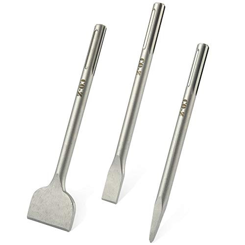 CO-Z 3pc 12-Inch SDS Max Chisel Set - Flat Chisel, Point Chisel, Scaling Chisel Hammer Drill Tool Set for Tile Masonry Concrete Brick Stone Work - 40Cr Steel Drill Bit Set for Max Rotary Hammers