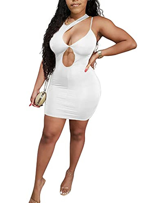 Yootiko Women Sexy Dress Sleeveless Cut Out Bodycon Mini Dresses Clubwear Party Sundress White Yootiko Women Sexy Dress Sleeveless Cut Out Bodycon Mini Dresses Clubwear Party Sundress White