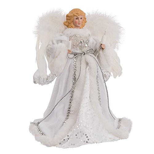 Kurt Adler 10-Light White and Silver Angel Treetop, 12-Inch Kurt Adler 10-Light White and Silver Angel Treetop, 12-Inch