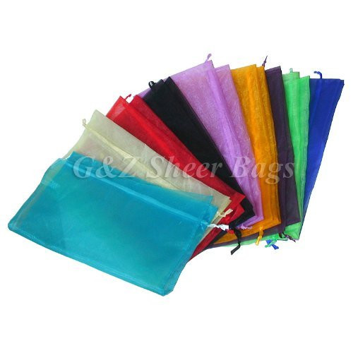 17 x 17 inch Large Sheer Drawstring Organza Gift Pouch -1 Dozen Orange-