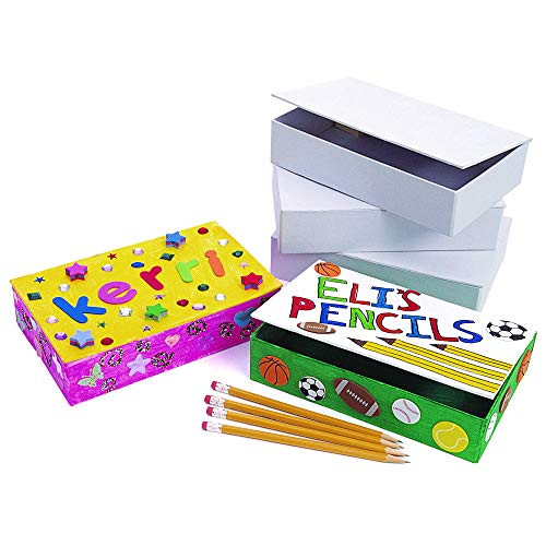 Colorations White Cardboard Pencil Boxes - Set of 12 (Item # PENBOX)