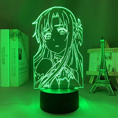 3D Night Light Led Illusion Lamps Decor lamp for Kids Acrylic Led Light Anime Sword Art Online Asuna Figure for Bedroom Decor Nightlight Birthday Gift Room Led 3D Lamp Manga SAO DFTGERG