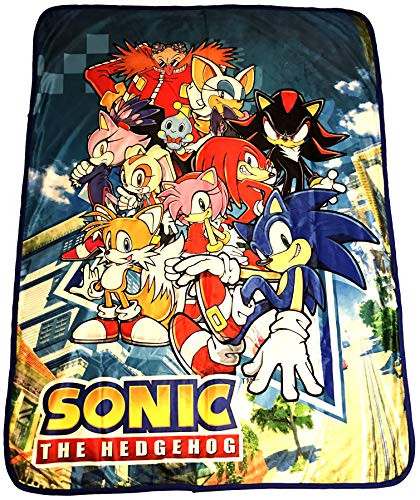 Great Eastern GE-57717 Sonic The Hedgehog Big Group Sublimation Throw Blanket, 46" x 60", Brown