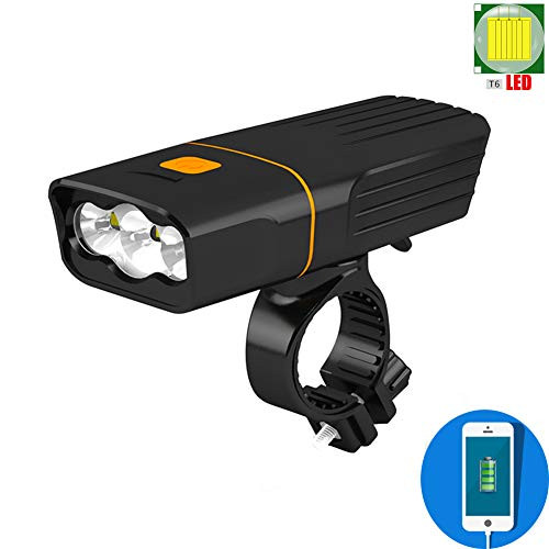 USB Rechargeable Bike Light Front, 3X T6 LED Bicycle Light Flashlight with 3 Modes, IPX5 Waterproof Cycling Safety Bicycle Headlight Road Bike with Power Bank Function
