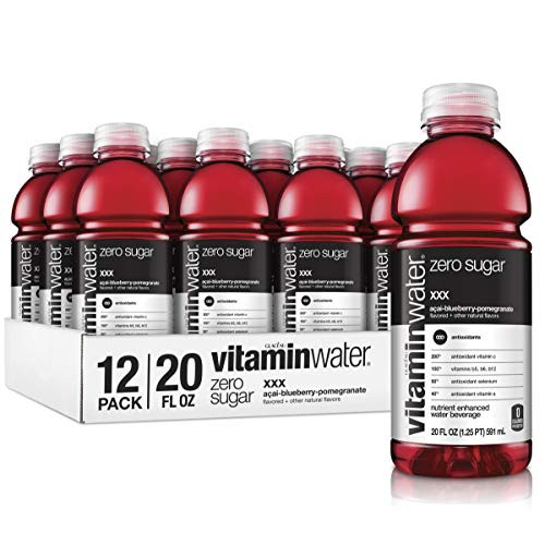 vitaminwater zero xxx, açai-blueberry-pomegranate flavored, electrolyte enhanced bottled water with vitamin b5, b6, b12, 20 fl oz, 12 pack vitaminwater zero xxx, açai-blueberry-pomegranate flavored, electrolyte enhanced bottled water with vitamin b5, b6, b12, 20 fl oz, 12 pack