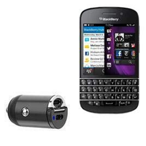 Car Charger for BlackBerry Q10 -Car Charger by BoxWave- - Mini Dual PD Car Charger, Fast, 2 USB Charger for BlackBerry Q10 - Jet Black