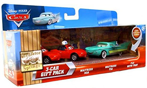 Disney / Pixar CARS Movie 155 Die Cast Car with Lenticular Eyes 3Car Gift Pack Waitress Mia, Waitress Tia Flo with Tray