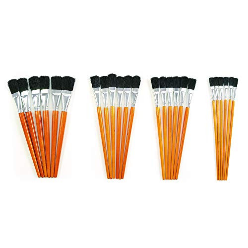 Colorations Short Handle Wooden Easel Paint Brushes - Set of 24 (Item # SHPK)