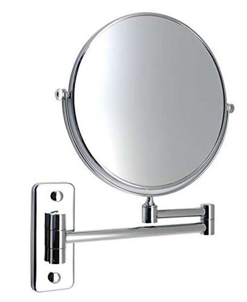 KAIIY Wall Mounted Makeup Mirror - 5X Magnification 8'' Two-Sided Swivel Extendable Bathroom Hotel Cosmetic Mirror Chrome Finish KAIIY Wall Mounted Makeup Mirror - 5X Magnification 8'' Two-Sided Swivel Extendable Bathroom Hotel Cosmetic Mirror Chrome Finish