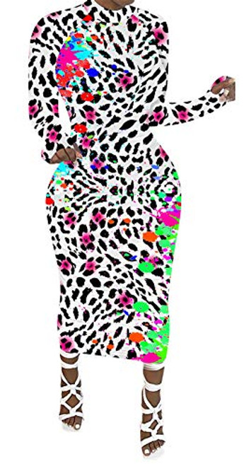 Hotheart Womens Sexy Long Sleeve Leopard Print Long Sleeve Dress Nightclub Package Hip Dress White Hotheart Womens Sexy Long Sleeve Leopard Print Long Sleeve Dress Nightclub Package Hip Dress White