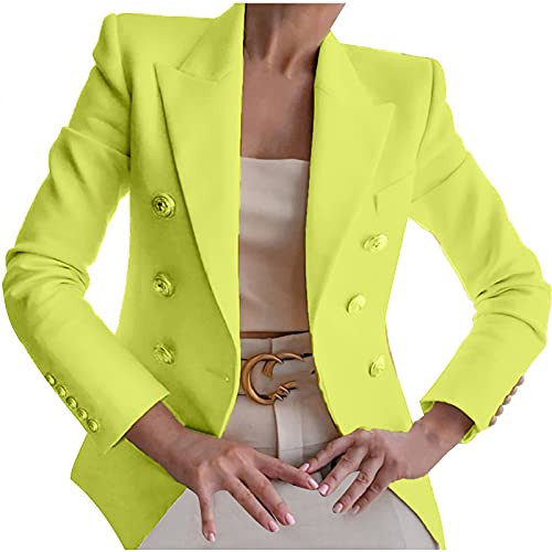Womens Casual Blazers Open Front Long Sleeve Work Office Jackets Coat Sexy Lapel Button Slim Cardigans Tops Outwear Green