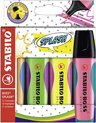 Highlighter - STABILO BOSS SPLASH Wallet of 4 Assorted Colours