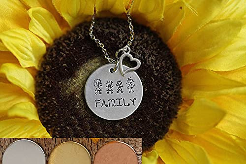 My Family Stick Figure Necklace, Hand Stamped Gift, Mommy Necklace, Gift for Mom, Mother's Day Gift, Heart Charm, Personalized Disc Jewelry My Family Stick Figure Necklace, Hand Stamped Gift, Mommy Necklace, Gift for Mom, Mother's Day Gift, Heart Charm, Personalized Disc Jewelry