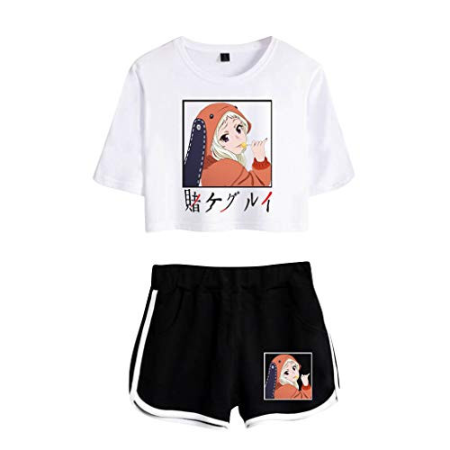New Kakegurui Crop Top and Shorts Cute Runa Yomozuki Cosplay Costume Kakegurui Manga Shirt Women Girls 3D Sweatsuits -4,M-