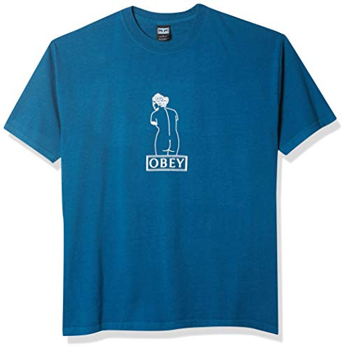 Obey Men's Venus-Heavy Weight Classic Box TEE, Blue Sapphire, Small