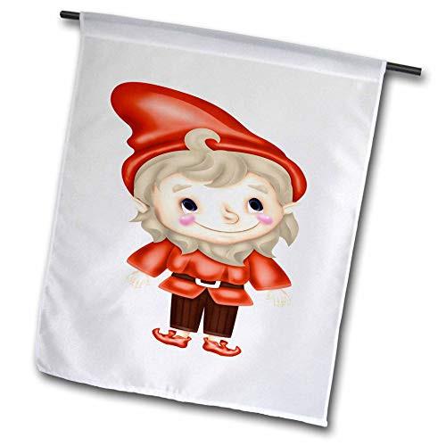 3dRose Anne Marie Baugh - Cute Illustrations - Cute Orange and Brown Smiling Gnome Illustration - 18 x 27 inch Garden Flag -fl-324527-2-