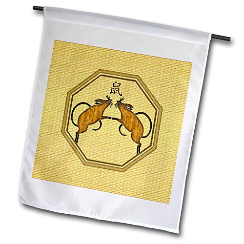 3dRose Image of Two Textured Orange Rats, Hexagon, Sign of The Rat in Chinese - Flags -fl-329106-2- 3dRose Image of Two Textured Orange Rats, Hexagon, Sign of The Rat in Chinese - Flags -fl-329106-2-
