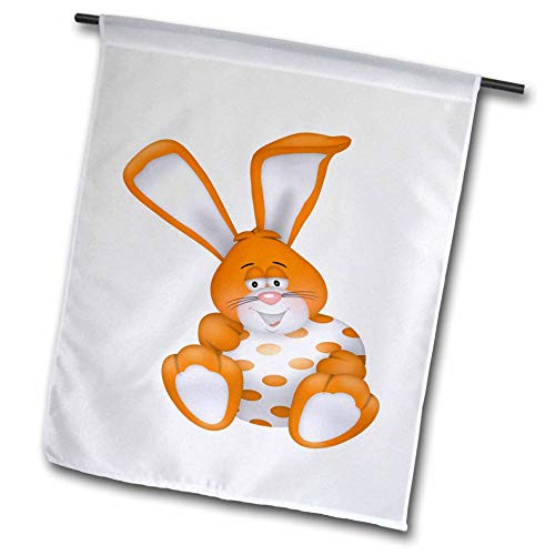 3dRose Cute Orange Easter Rabbit Holding an Orange Polka Dot Easter Egg - Flags -fl-341570-2-