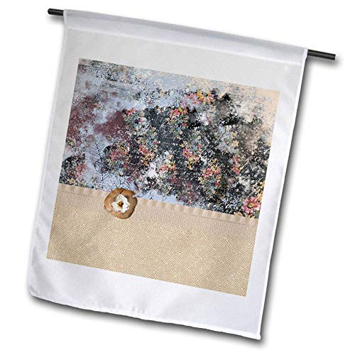 3dRose Image of Autumn Abstract with Flower on Ribbon, Brown, Blue, Orange - Flags -fl-341868-2-