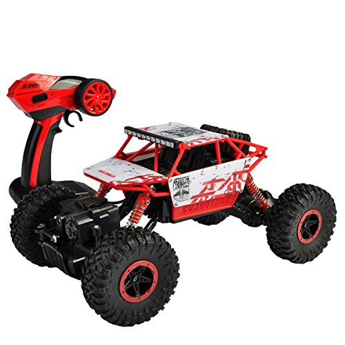 SZJJX RC Rock Off-Road Vehicle 2.4Ghz 4WD High Speed 1:18 Racing Cars RC Cars Remote Radio Control Cars Electric Rock Crawler Electric Buggy Hobby Car Fast Race Crawler Truck-Red