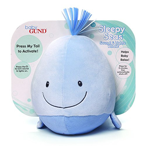 Baby GUND Sleepy Seas Lights and Soothing Sounds Whale Stuffed Animal Plush Toy, Blue, 7"