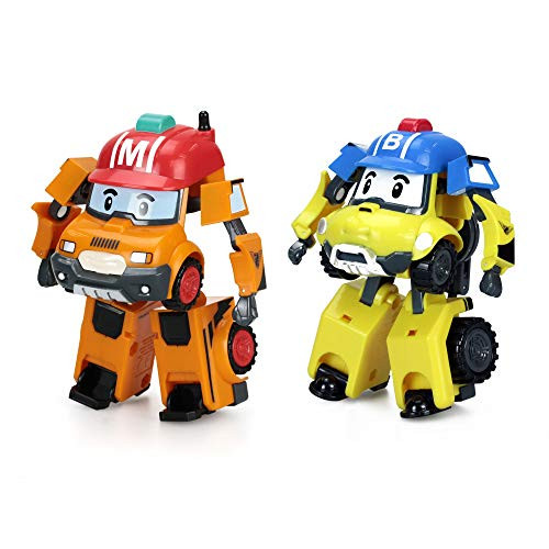 -2 Pack- Robocar Poli Mark  plus Bucky Transforming Robot, 4" Tramsformable Action Toy Figure Exclusive