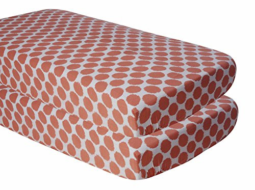 Bacati Ikat Coral Dots 2 Pc Muslin Crib Sheets
