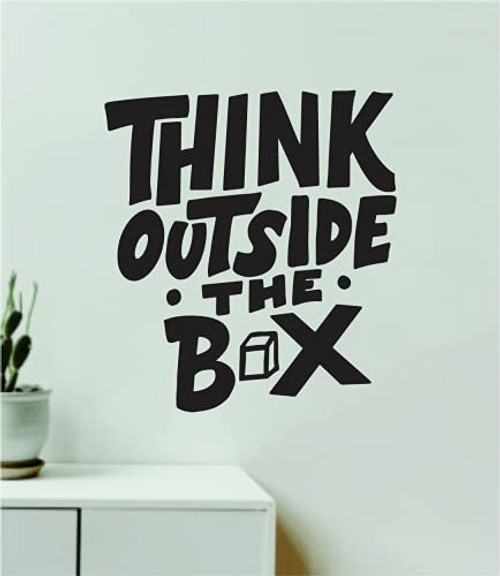 Think Outside The Box V4 Wall Decal Home Decor Art Vinyl Sticker Quote Bedroom Teen Inspirational School Nursery Kids Boy Girl Teacher Science Classroom Smart