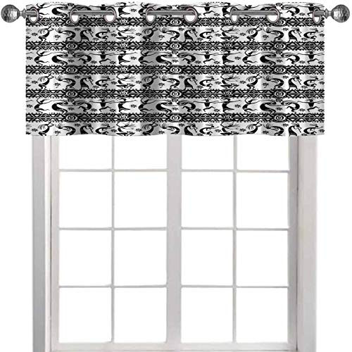 YUAZHOQI Valance Curtains African Dancing Oriental Figures Ornate Design Elements Tr 36" W x 18" L Window Valance for Bedroom-1 Panel-
