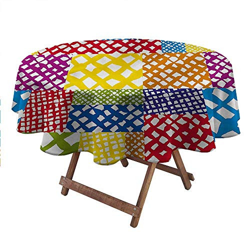 carmaxsHome Tablecloths for Round Tables Abstract for Picnic Party Patio Table Camping Geometric Formless Figures 48" Round
