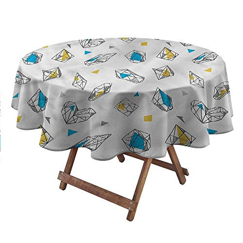 carmaxsHome Table Clothes Round Abstract for Garden Patio Party Tabletop Geometrical Figures 48" Round