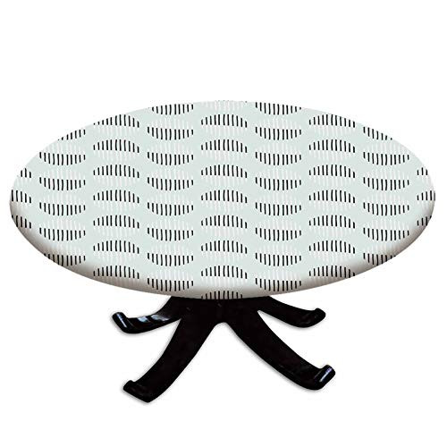 Elastic Edged Polyester Fitted Table Cover,Sun and Moon Modern Abstraction Striped Geometric Tile Round Figures Decorative,Fits up to 36" Diameter Tables,The Ultimate Protection for Your Table,Black W Elastic Edged Polyester Fitted Table Cover,Sun and Moon Modern Abstraction Striped Geometric Tile Round Figures Decorative,Fits up to 36" Diameter Tables,The Ultimate Protection for Your Table,Black W