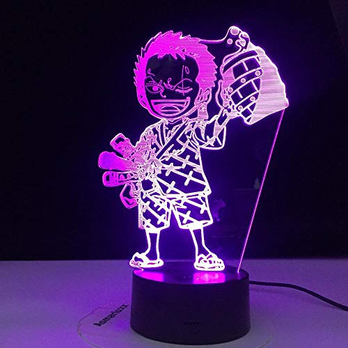 Anime 3D LED Night Light Gifts Bedroom Home Roronoa Zoro Figure Anime One Piece Led Night Light Nightlight for Kids Child Bedroom Decoration Table Lamp Gift Night Light for Home Decoration HOICHAN
