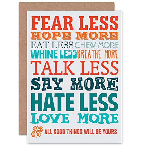 Wee Blue Coo Fear Less Love More Art Gift Sealed Greeting Card Plus Envelope Blank Inside