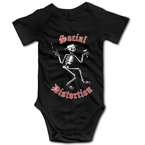 Toddler Newborn Baby T-Shirt Clothes Funny Printed Short-Sleeve Cotton Bodysuit One Piece - American Punk Rock Band Social Distortion Infant Rompers Jumpsuit 0-2t Black