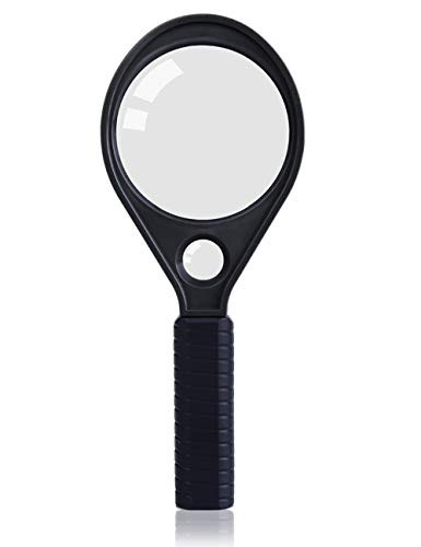 ZH Magnifier Magnifying Glass Handheld, Portable High-Definition Elderly Children Reading Newspaper Magnifying Mirror, Black