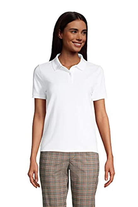 Lands' End Womens Short Sleeve Mesh Polo White Regular Medium